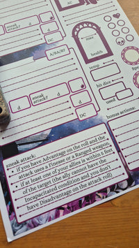 Load image into Gallery viewer, Rogue DnD Character Sheet

