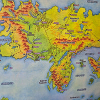 Load image into Gallery viewer, Map of Old Valyria with various regions labeled, featuring a colorful topographic style.
