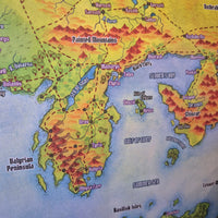 Load image into Gallery viewer, Map of the Valyrian Peninsula with colorful topographical features and labeled areas.
