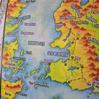 Load image into Gallery viewer, Colorful map with various regions labeled, resembling a fantasy or fictional world.
